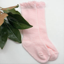 Load image into Gallery viewer, Organic cotton knee high mesh socks - blush
